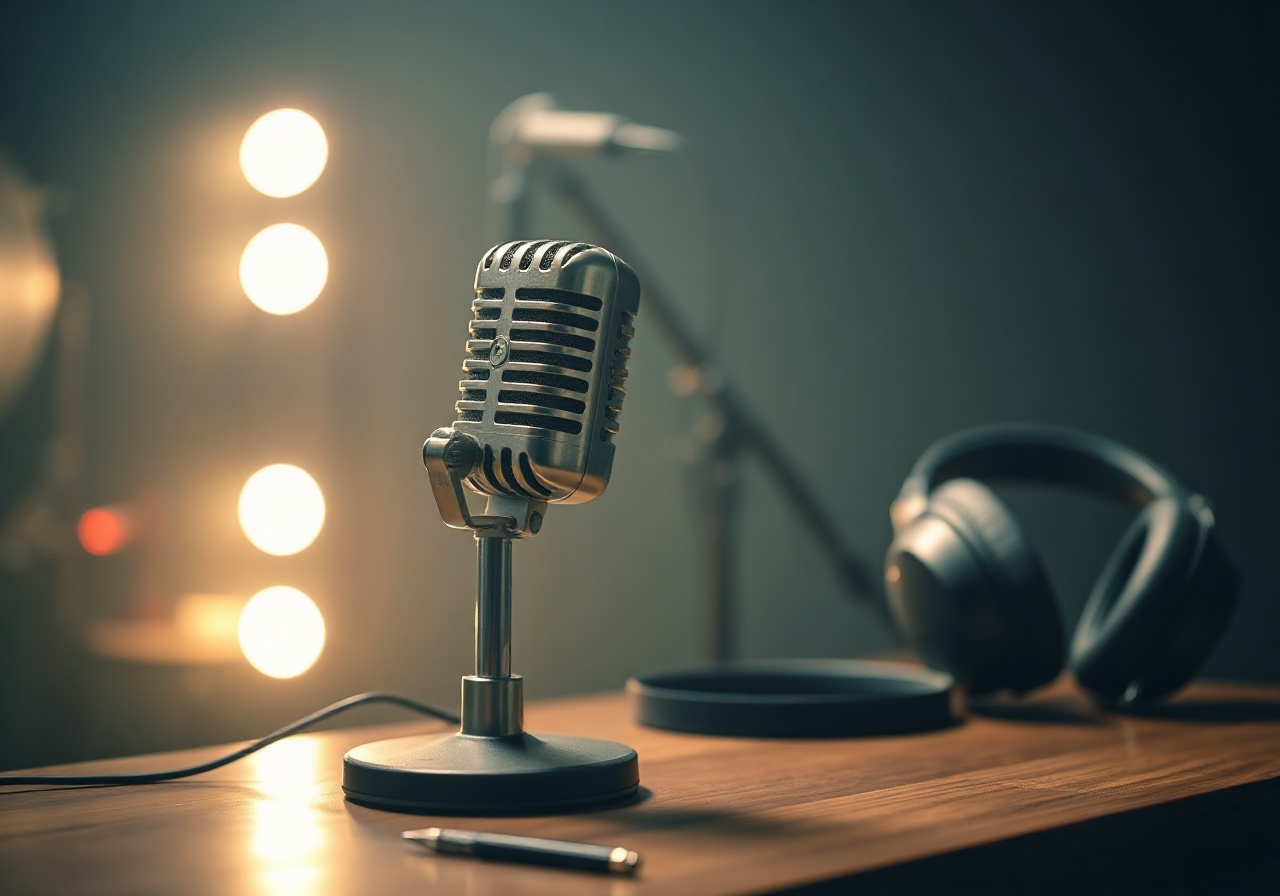 Обложка подкаста MatchLab Radio с микрофонами